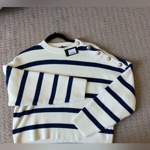 NWT Maje Marin Breton Crop Sweater with Gold Button Detail Size 1